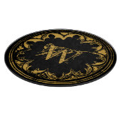 ブラック&金ゴールド素朴ヴィンテージ動揺してモノグラム カッティングボード (角)