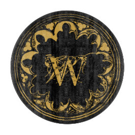 ブラック&金ゴールド素朴ヴィンテージ動揺してモノグラム カッティングボード