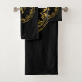 ブラック&金ゴールド素朴ヴィンテージ動揺してモノグラム バスタオルセット (インサイチュ)