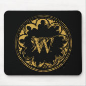 ブラック&金ゴールド素朴ヴィンテージ動揺してモノグラム マウスパッド (正面)