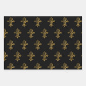 ブラック&金ゴールド素朴ヴィンテージ動揺してモノグラム ラッピングペーパーシート (正面2)