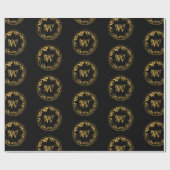 ブラック&金ゴールド素朴ヴィンテージ動揺してモノグラム ラッピングペーパー (フラット)