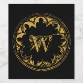 ブラック&金ゴールド素朴ヴィンテージ動揺してモノグラム ワインラベル (シングルラベル)