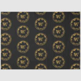 ブラック&金ゴールド素朴ヴィンテージ動揺してモノグラム 薄葉紙