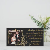 ブラック&金ゴールド結婚のフォトサンキューカード サンキューカード (スタンド正面)