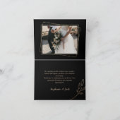 ブラック&金ゴールド結婚の感謝状 招待状 (内部)