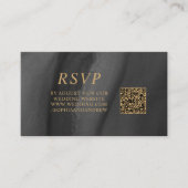ブラック&金ゴールド結婚のQRコードRSVP エンクロージャーカード (正面)