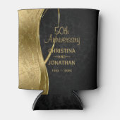 ブラック&金ゴールド結婚ダマスク記念日 缶クーラー (正面)