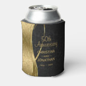 ブラック&金ゴールド結婚ダマスク記念日 缶クーラー (缶裏面)