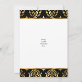 ブラック&金ゴールド結婚ダマスク50周年 招待状 (裏面)