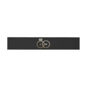 ブラック&金ゴールド結婚リングや輪モノグラム 招待状ベリーバンド (フラット)