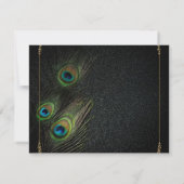 ブラック&金ゴールド結婚孔雀 招待状 (裏面)