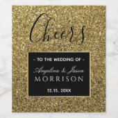 ブラック&金ゴールド結婚式の引き出物 ワインラベル (シングルラベル)