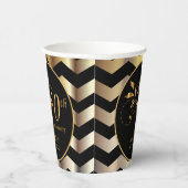 ブラック&金ゴールド結婚Chevron 50周年 紙コップ (右)