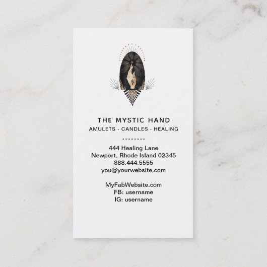 *~*ブラック·金ゴールド線神秘的な手の蛇 名刺 (裏面)