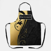 ブラック&金ゴールド美しいサロン エプロン (正面)