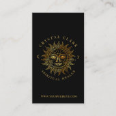 ブラック&金ゴールド美しい天空の太陽顔星 名刺 (正面)