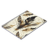 ブラック&金ゴールド羽毛デザインノートブック ノートブック (左側)