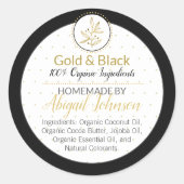 ブラック&金ゴールド自家製スクラブまたは体バターラベル ラウンドシール (正面)