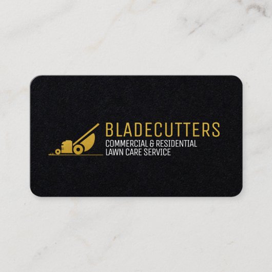ブラック&金ゴールド芝刈り機カスタムの名刺 名刺 (正面)