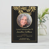 ブラック&金ゴールド葬儀プログラムカード 案内状 (スタンド正面)