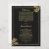 ブラック&金ゴールド葬儀プログラムカード 案内状 (裏面)