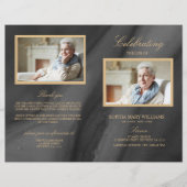 ブラック&金ゴールド葬儀プログラム |サービスの順序 (正面)