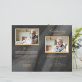 ブラック&金ゴールド葬儀プログラム |サービスの順序 (スタンド正面)