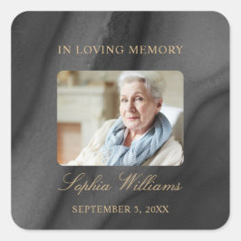 ブラック&金ゴールド記念葬儀広場ステッカー スクエアシール