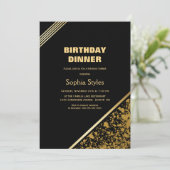 ブラック&金ゴールド誕生日ディナーパーティー 招待状 (スタンド正面)