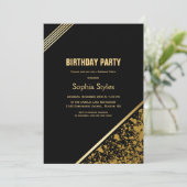 ブラック&金ゴールド誕生日パーティー 招待状 (スタンド正面)