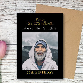 ブラック&金ゴールド誕生日 招待状