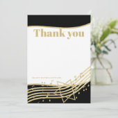 ブラック&金ゴールド音楽バー（ユダヤ教の）バル・ミツバーありがとう 招待状 (スタンド正面)