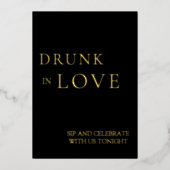 ブラック&金ゴールド飲インラブ結婚のバーサインフォイル 箔シーズンカード (正面)