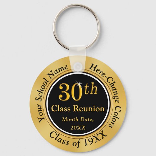 ブラック&金ゴールド高校懇親会アイディア30年 キーホルダー (正面)