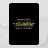 ブラック&金ゴールド高級カードデザインゴールドフォイル 箔招待状 (裏面)