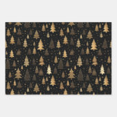 ブラック&金ゴールド高級クリスマス ラッピングペーパーシート (正面)