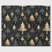 ブラック&金ゴールド高級クリスマス ラッピングペーパー (フラット)