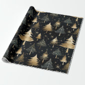 ブラック&金ゴールド高級クリスマス ラッピングペーパー (アンロールド)