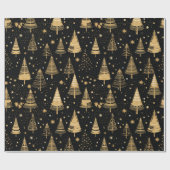 ブラック&金ゴールド高級クリスマス ラッピングペーパー (フラット)