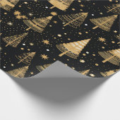 ブラック&金ゴールド高級クリスマス ラッピングペーパー (角)