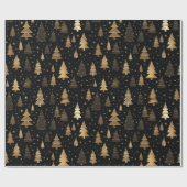 ブラック&金ゴールド高級クリスマス ラッピングペーパー (フラット)