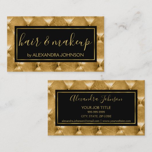 ブラック&金ゴールド高級サロンピロークッション 名刺 (正面/裏面)