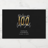 ブラック&金ゴールド100thバースデーパーティーのお願い リキュールボトルラベル (シングルラベル)