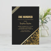ブラック&金ゴールド100th誕生日ブランチ 招待状 (スタンド正面)