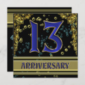 ブラック&金ゴールド13周年記念パーティー 招待状 (正面/裏面)