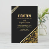 ブラック&金ゴールド18thバースデーパーティー 招待状 (スタンド正面)