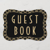 ブラック&金ゴールド1920年のギャツビー結婚のゲストブックサイン (正面)