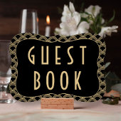 ブラック&金ゴールド1920年のギャツビー結婚のゲストブックサイン