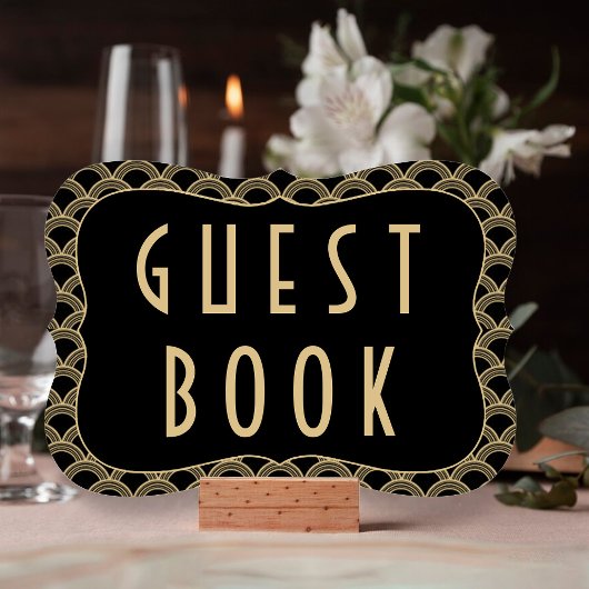 ブラック&金ゴールド1920年のギャツビー結婚のゲストブックサイン